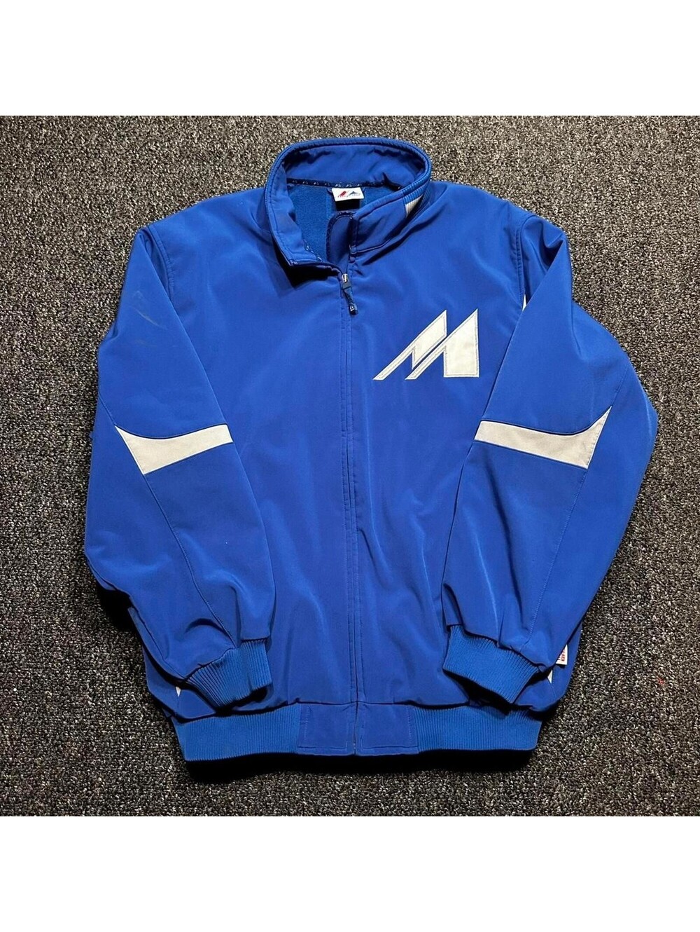 Vintage Majestic Track Jacket Mens XL Blue White Athletic